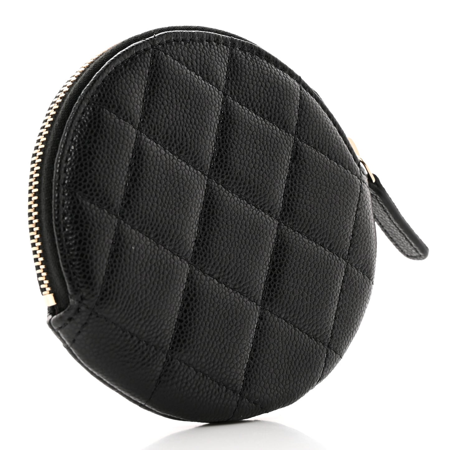 Caviar Quilted Zip Around Classic Coin Purse Black