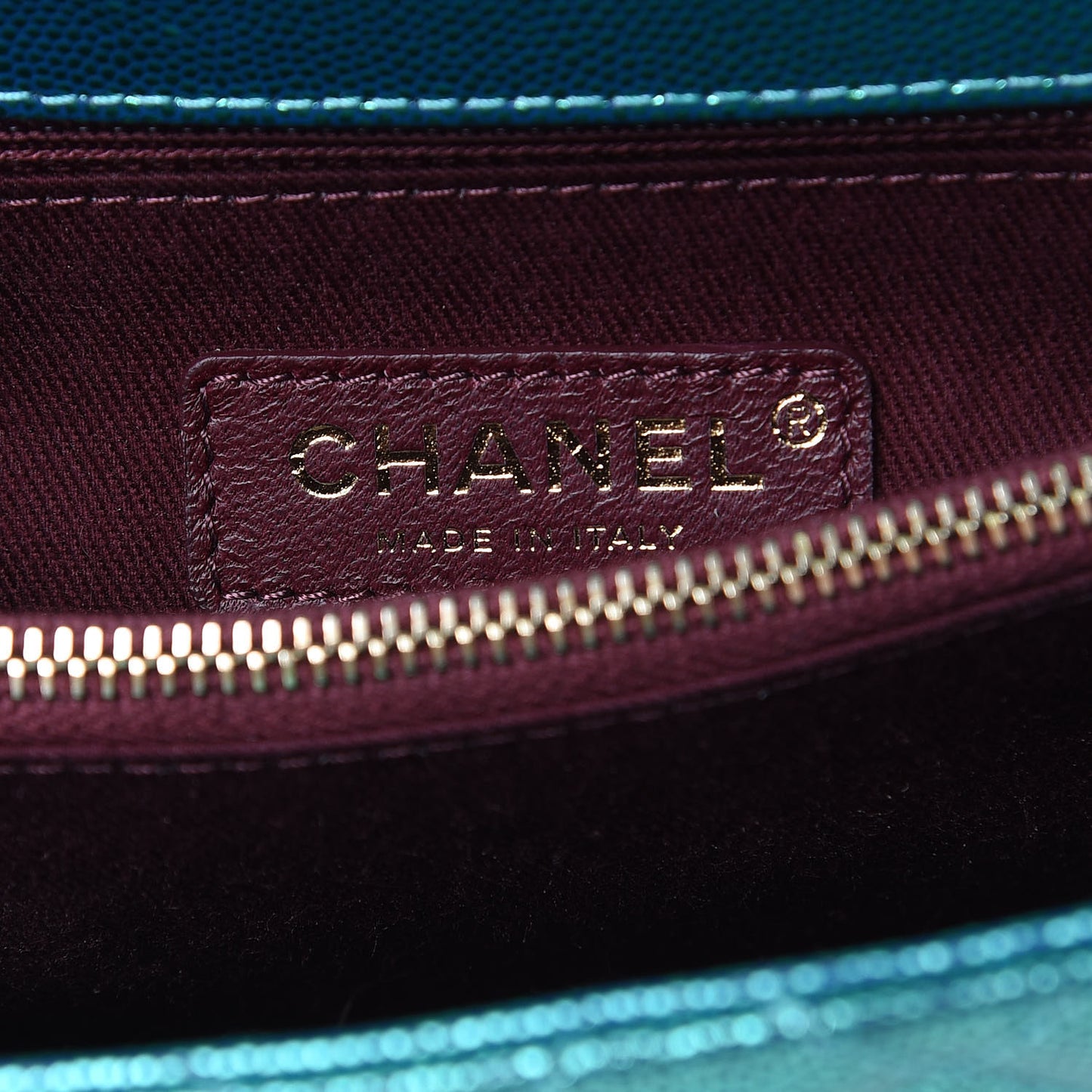 Metallic Caviar Quilted Small Coco Handle Flap Blue