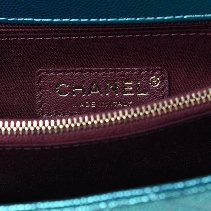 Chanel Metallic Caviar Quilted Small Coco Handle Flap Blue 6 of 10