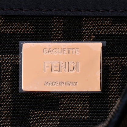 Fendi Fabric Jacquard FF 1974 Medium Baguette Tobacco Moro Black 6 of 10