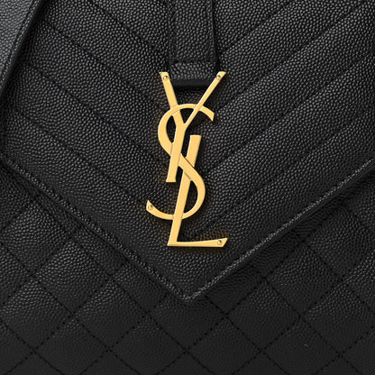 Saint Laurent Grain De Poudre Textured Mixed Matelasse Triquilt Medium Monogram Satchel Black 6 of 8