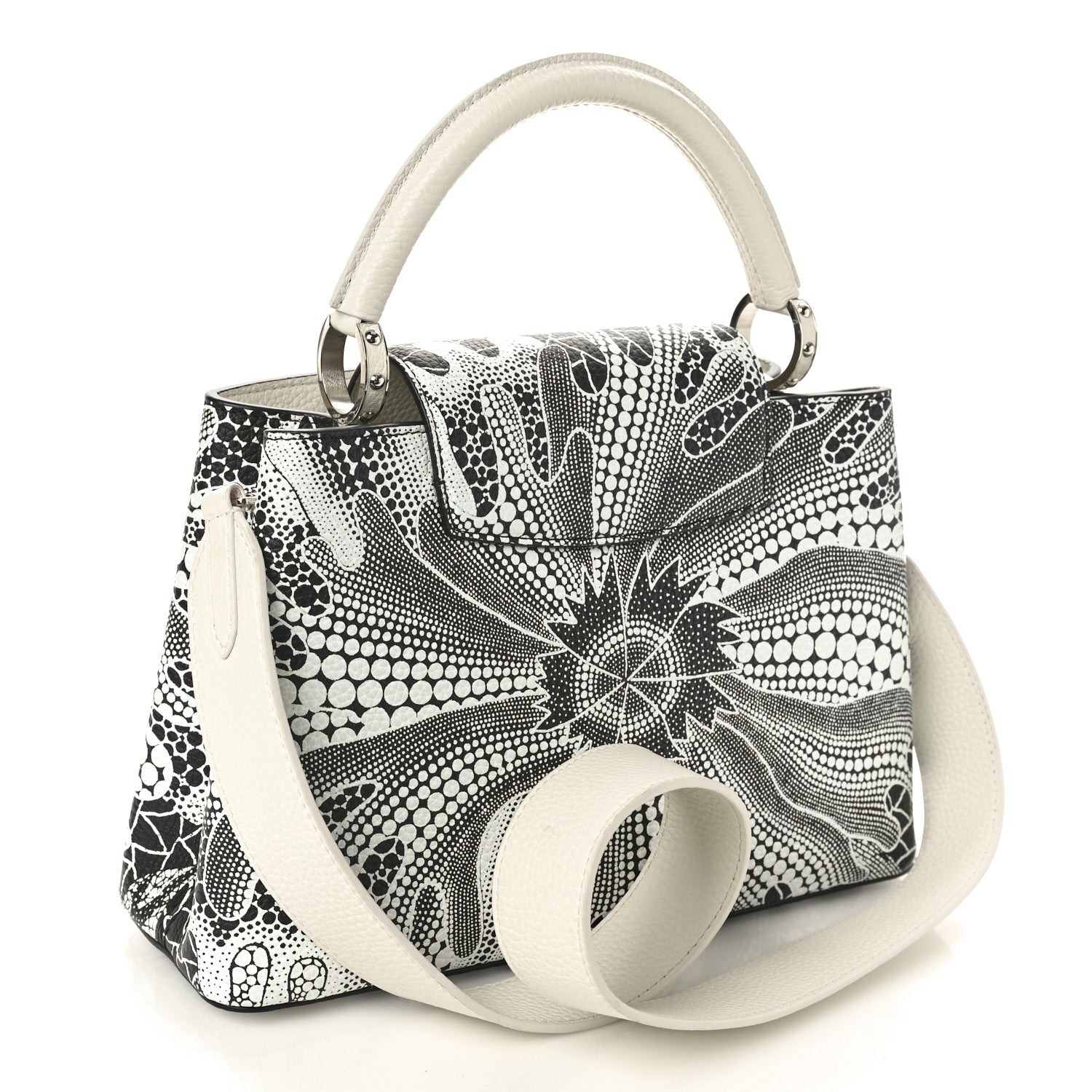 Louis Vuitton LV X YK Taurillon Psychedelic Capucines MM Black White 2 of 9