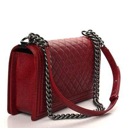 Chanel Caviar Quilted New Medium Boy Flap Dark Red 3 of 10