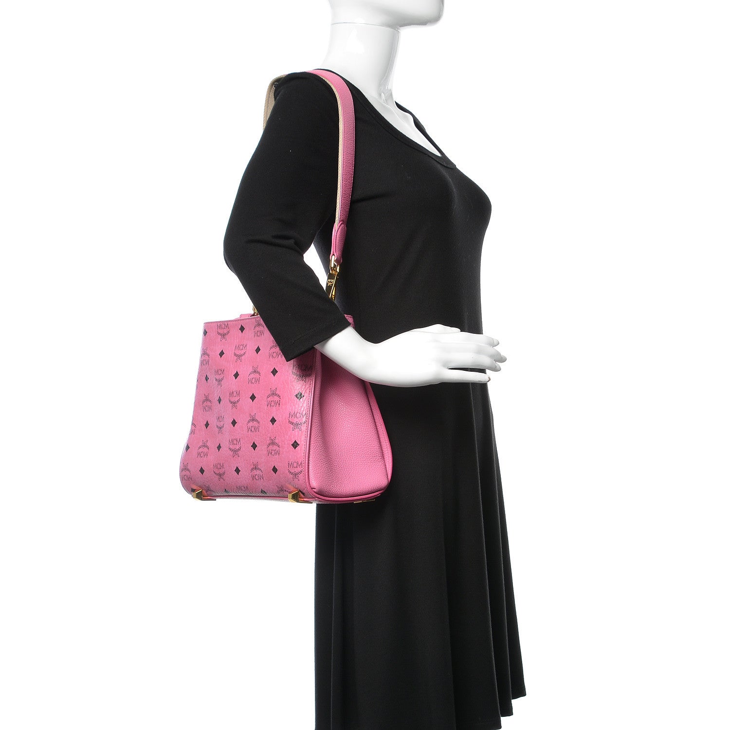 MCM Visetos Corina Shoulder Bag Pink 2 of 9