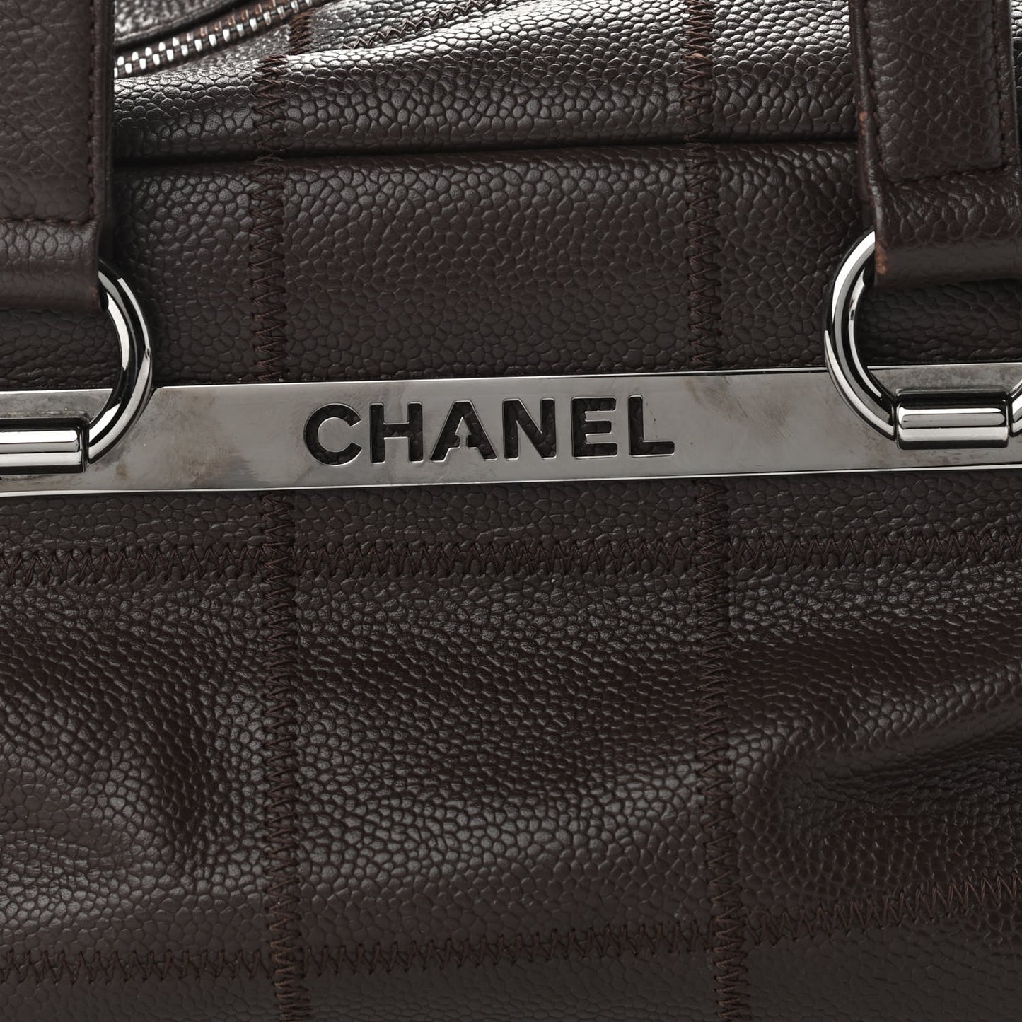 Caviar Square Stitched Tote Brown