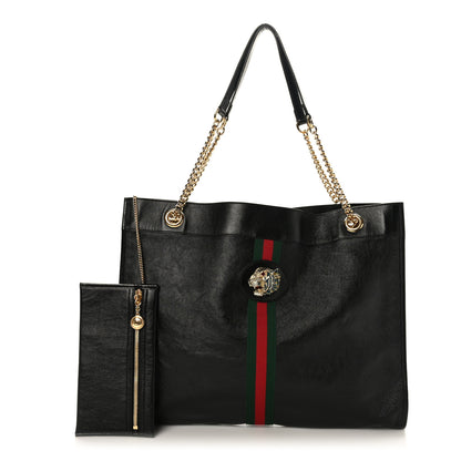 Gucci Calfskin Large Rajah Chain Tote Black 3 of 11