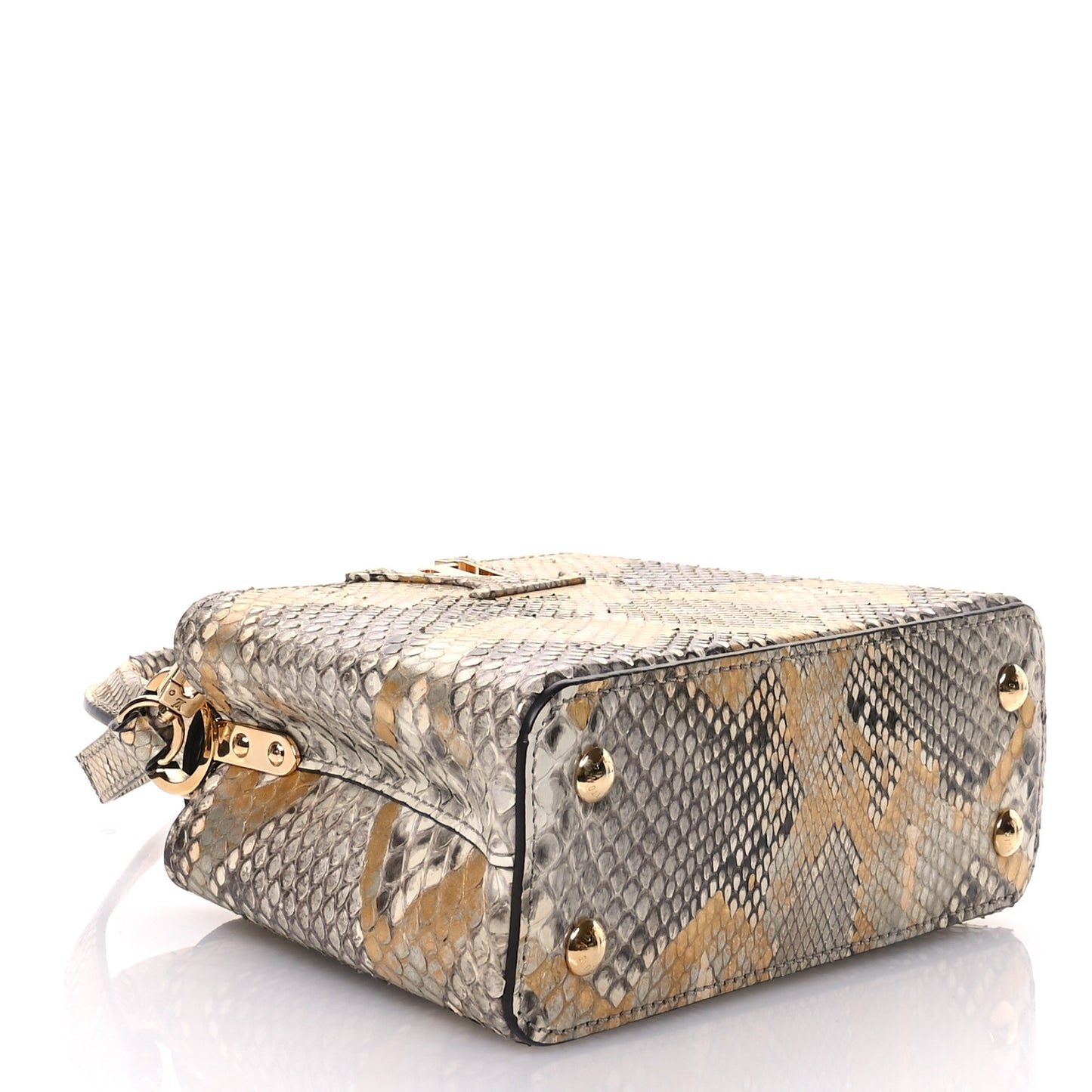 Metallic Snakeskin Capucines Mini Dore