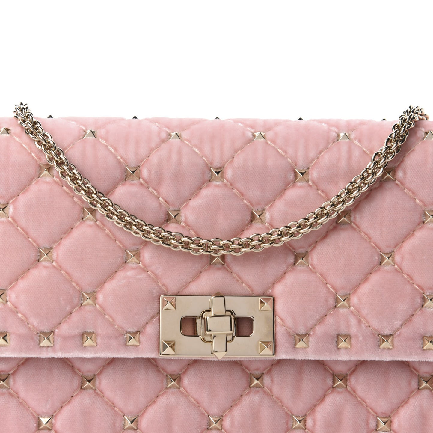 Velvet Rockstud Spike Wallet on Chain Water Rose