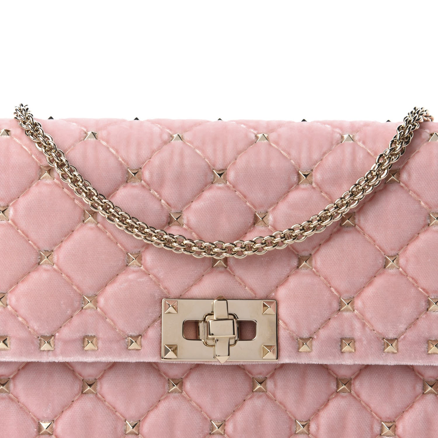 Valentino Garavani Velvet Rockstud Spike Wallet on Chain Water Rose 10 of 10