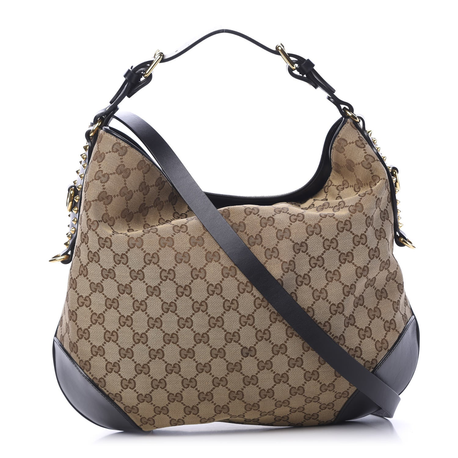 Gucci Monogram Medium Patti Stud Hobo Black 1 of 12