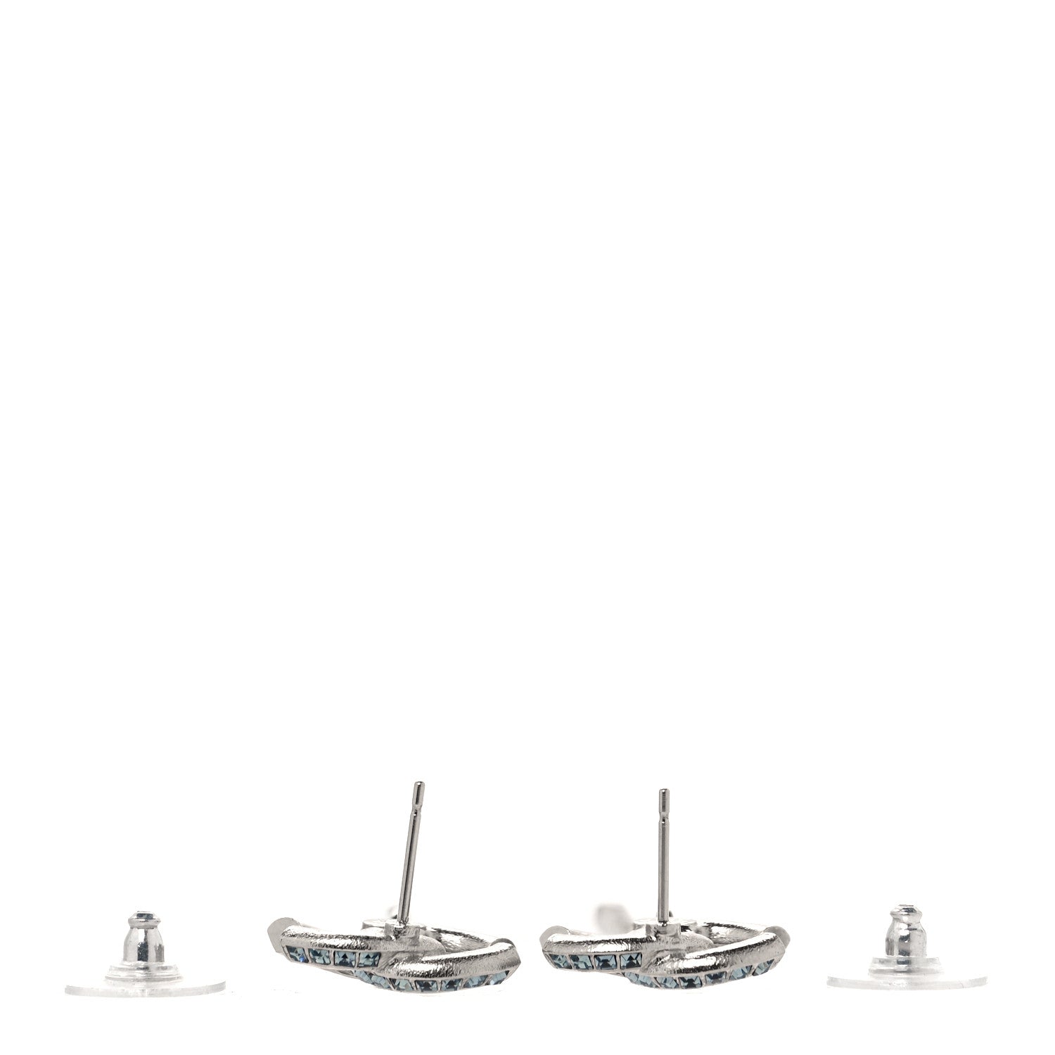 Chanel Crystal Drop Long CC Earrings Silver 3 of 5