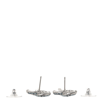 Chanel Crystal Drop Long CC Earrings Silver 3 of 5