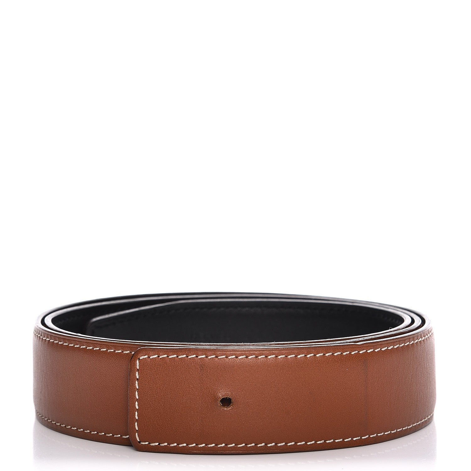 Hermes Barenia Chamonix 32mm Belt Strap 90 Fauve Black 1 of 9
