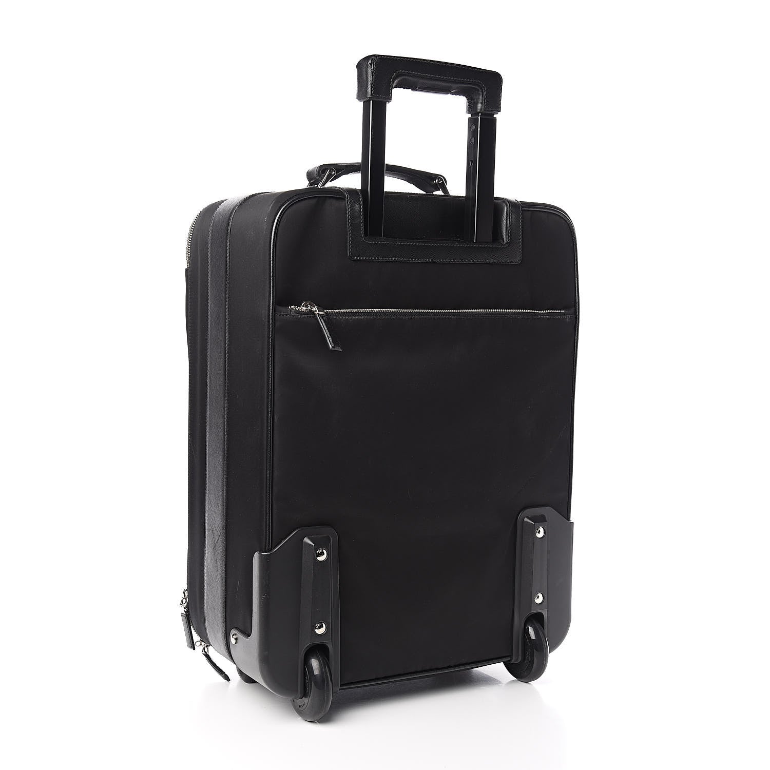 Prada Tessuto Nylon Saffiano Trolley Luggage Black 3 of 11