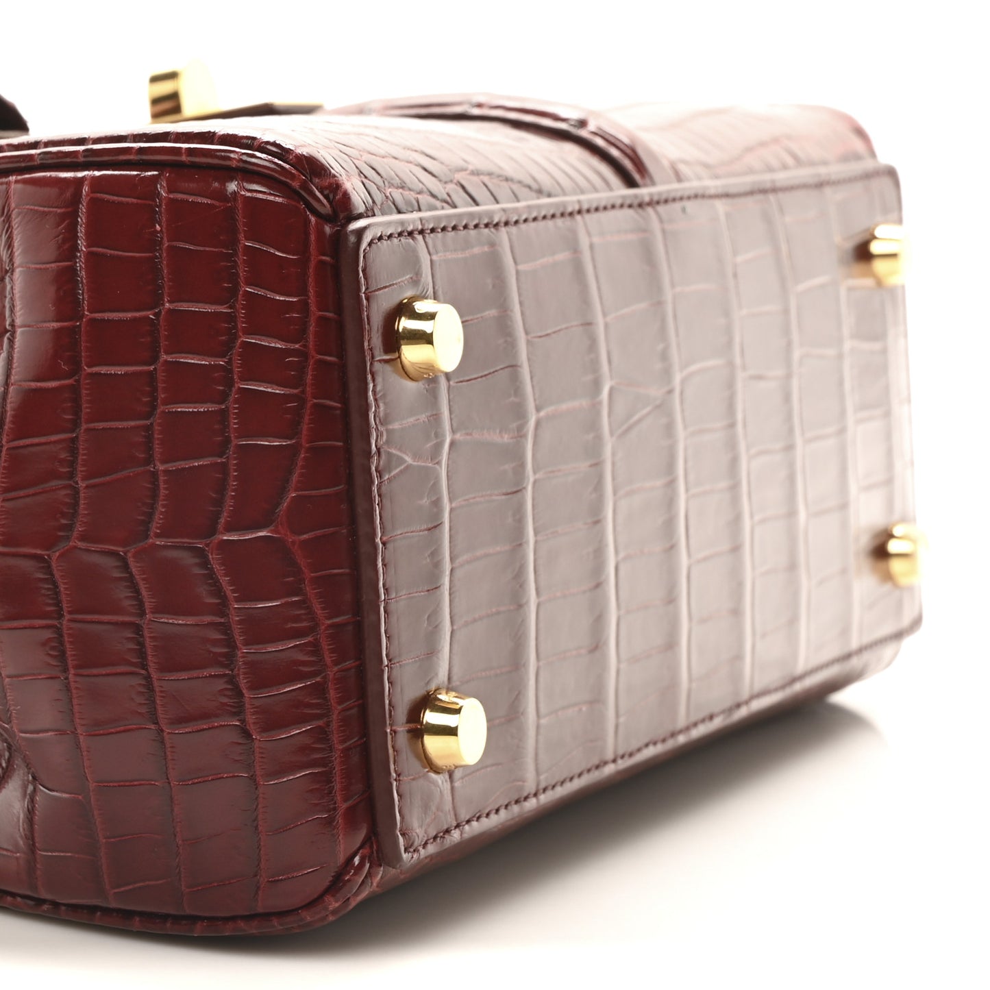 Crocodile Small 16 Top Handle Bag Light Burgundy