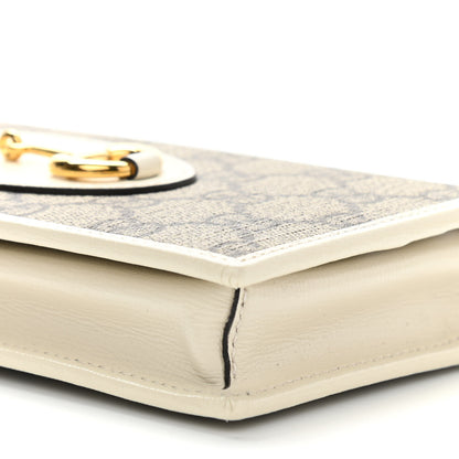 Gucci GG Supreme Monogram Azalea Calfskin Horsebit 1955 Wallet On Chain Beige Ebony Mystic White 10 of 11