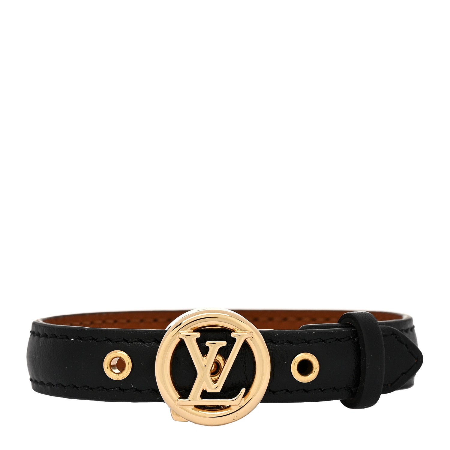 Louis Vuitton Calfskin Metal LV All Around Bracelet Black Gold 1 of 4
