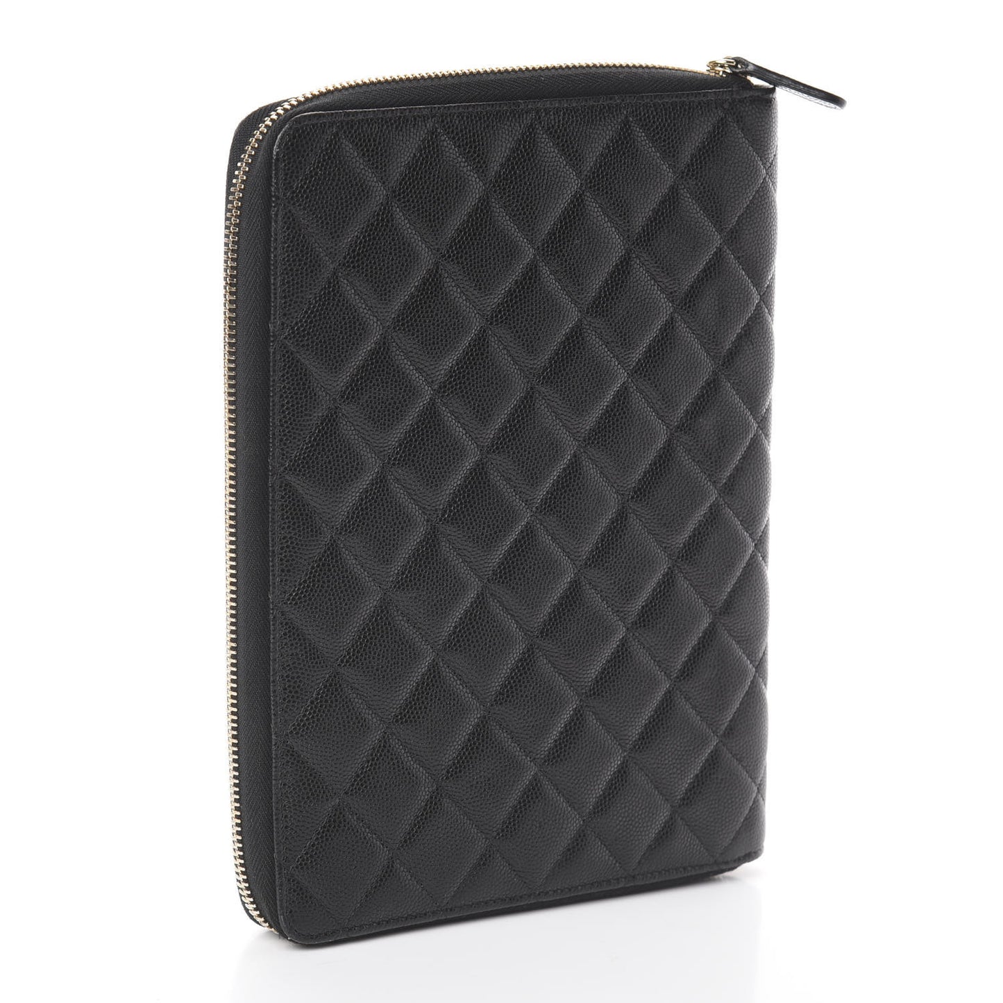 Caviar Quilted Zip Around Notebook Agenda Cover Black