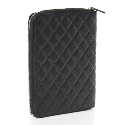 Chanel Caviar Quilted Zip Around Notebook Agenda Cover Black 2 of 7