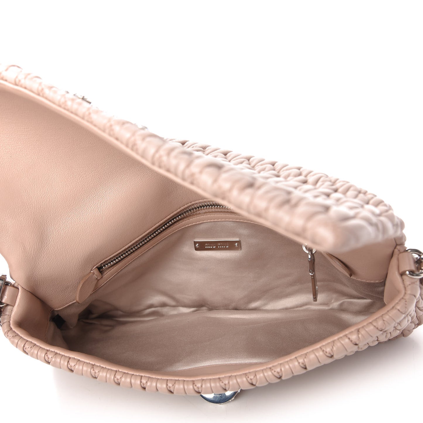 Nappa Matelasse Crystal Flap Clutch Cammeo
