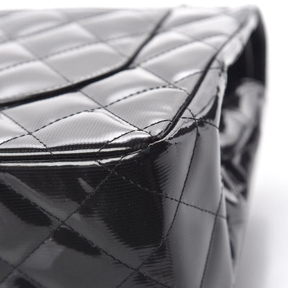 Chanel Striated Patent Quilted Jumbo Double Flap Black 15 of 16