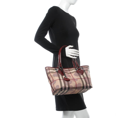 Burberry Nova Check Heart Small Gracie Tote Berry Red 2 of 8