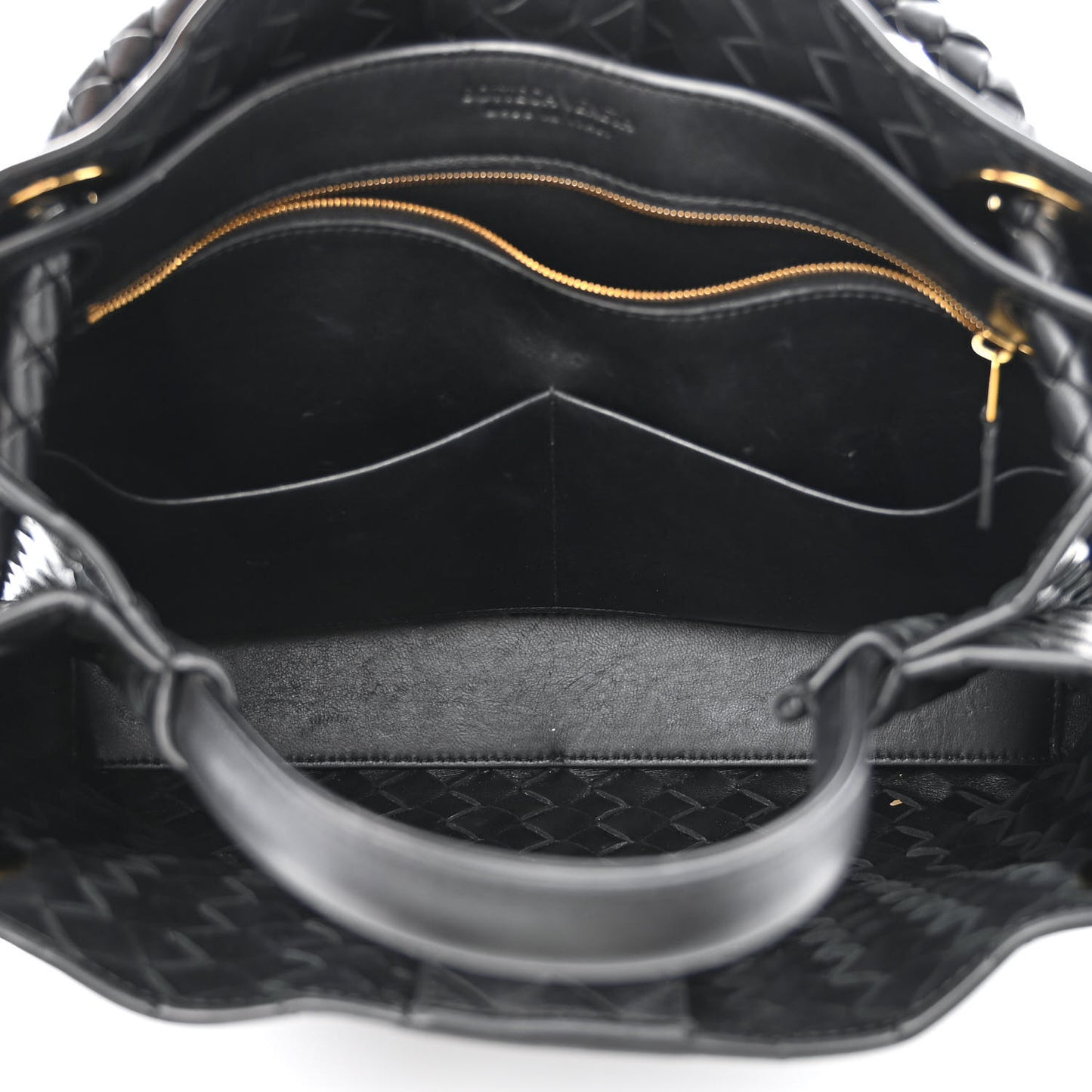 Nappa Intrecciato Medium Andiamo Shoulder Bag Black