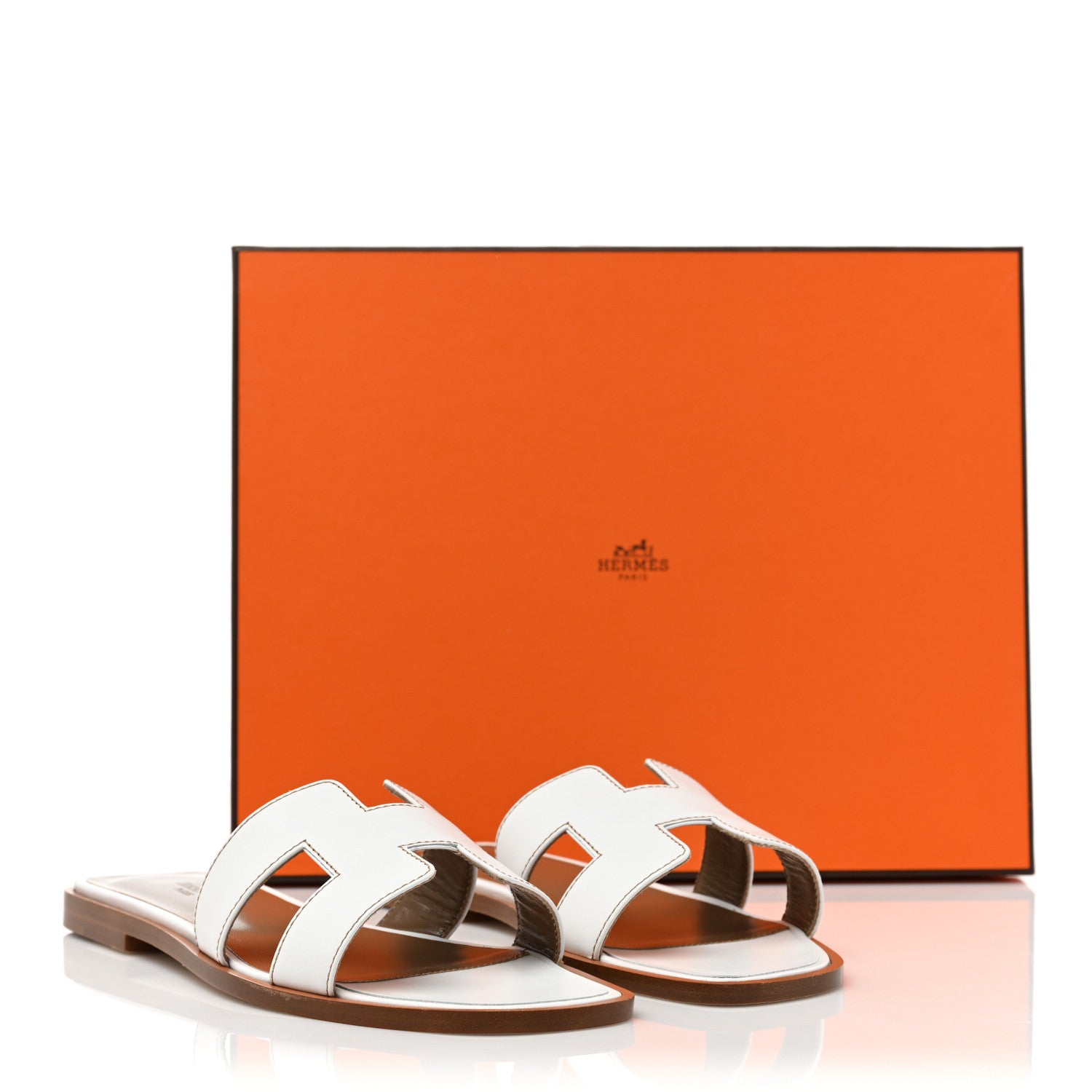 Hermes Box Calfskin Oran Sandals 36 White 11 of 11