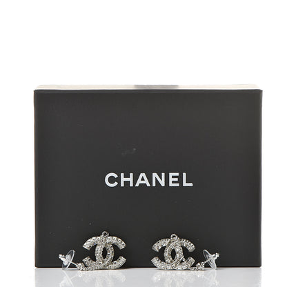 Chanel Baguette Crystal CC Drop Earrings Silver 2 of 4