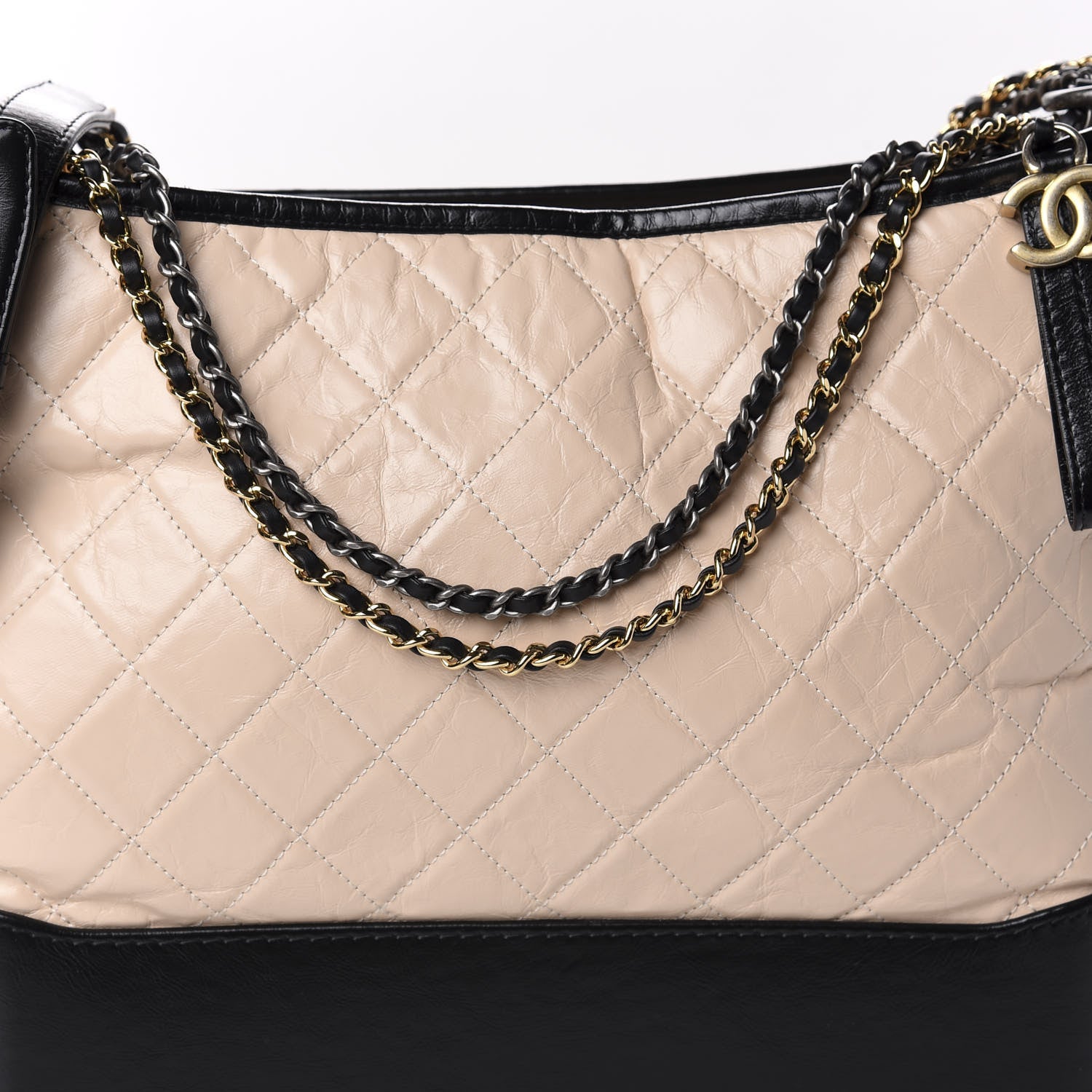 Chanel Aged Calfskin Quilted Large Gabrielle Hobo Beige Black 10 of 10