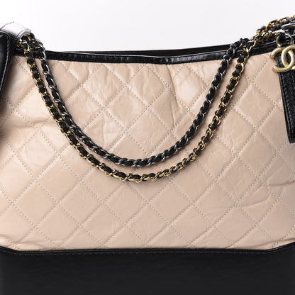 Chanel Aged Calfskin Quilted Large Gabrielle Hobo Beige Black 10 of 10