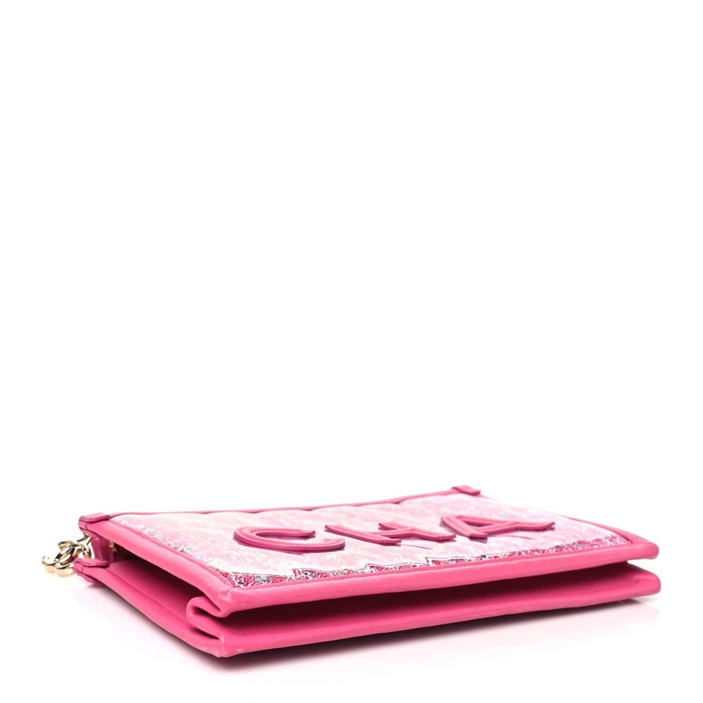 Tweed PVC Lambskin Wristlet Pouch Pink
