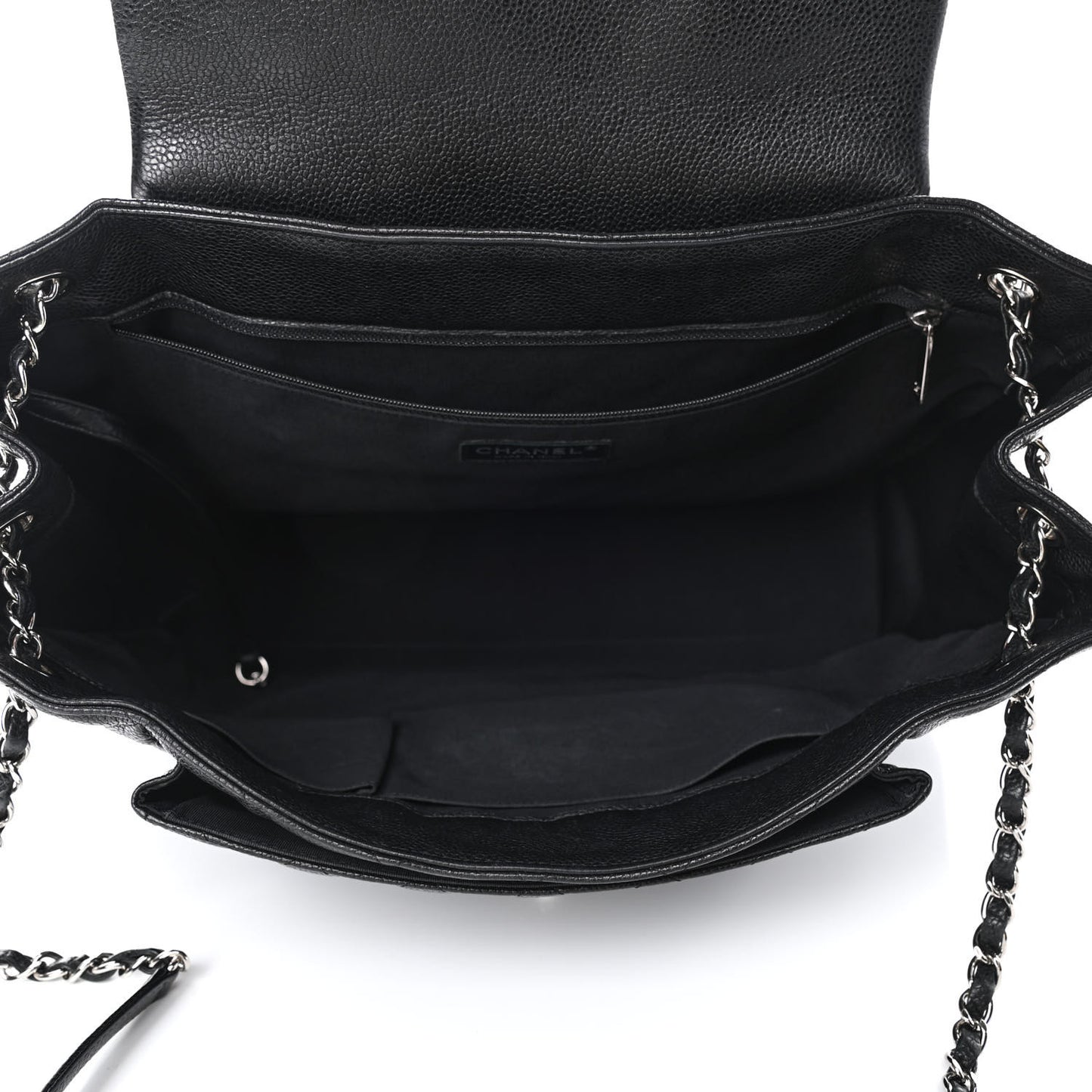 Caviar Quilted Flap Tote Black