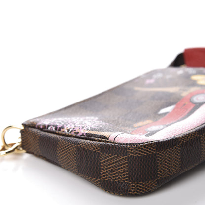 Louis Vuitton Damier Ebene 2019 Christmas Animation Mini Pochette Accessories Red 6 of 9