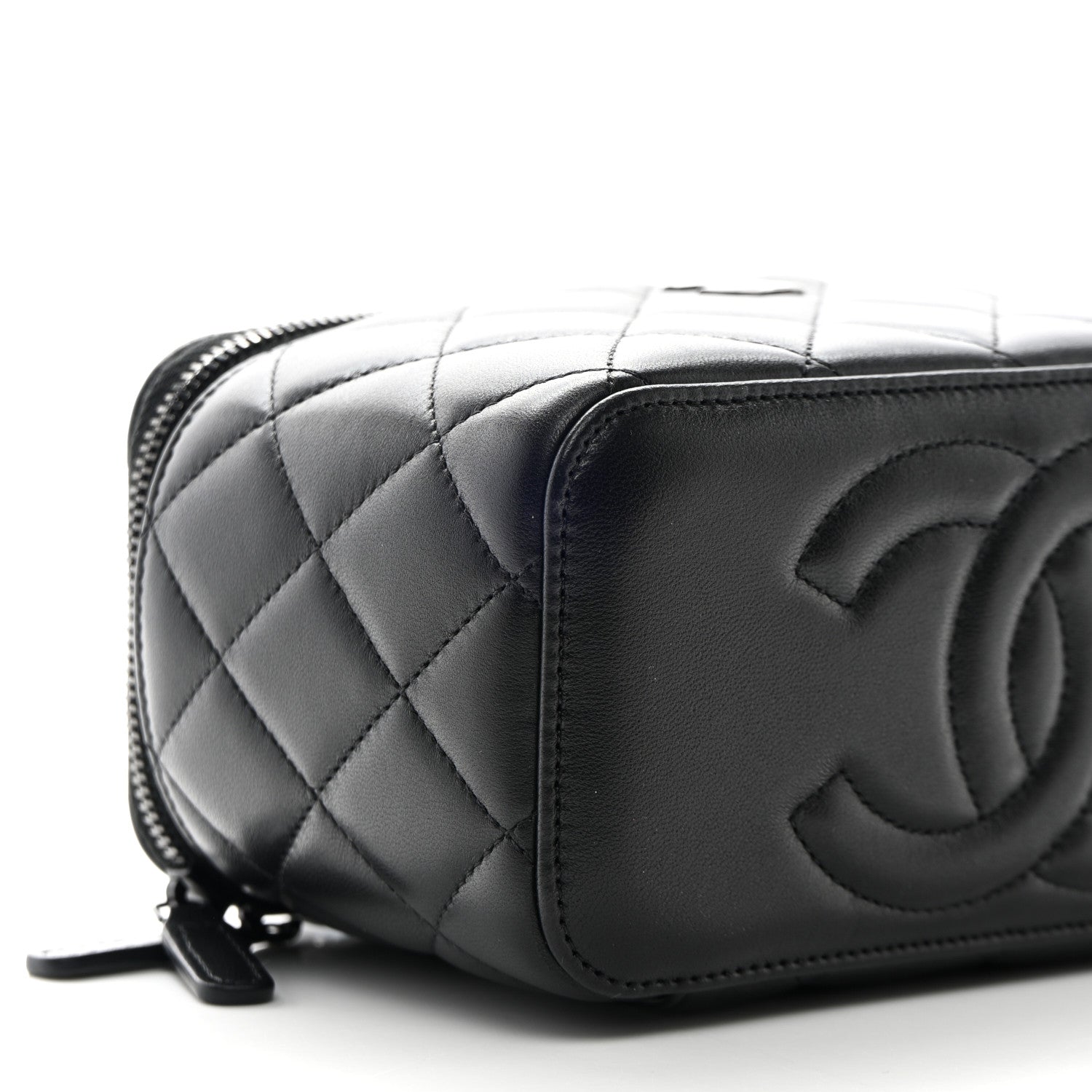 Chanel Lambskin Quilted Small Top Handle Vanity Case With Chain So Black 9 of 10