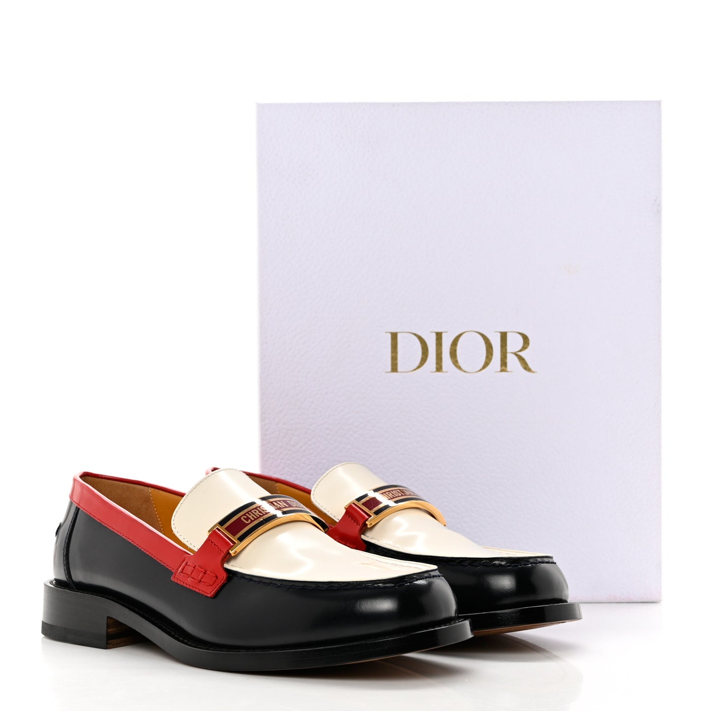 Brushed Calfskin Code Loafers 38.5 Off White Multicolor