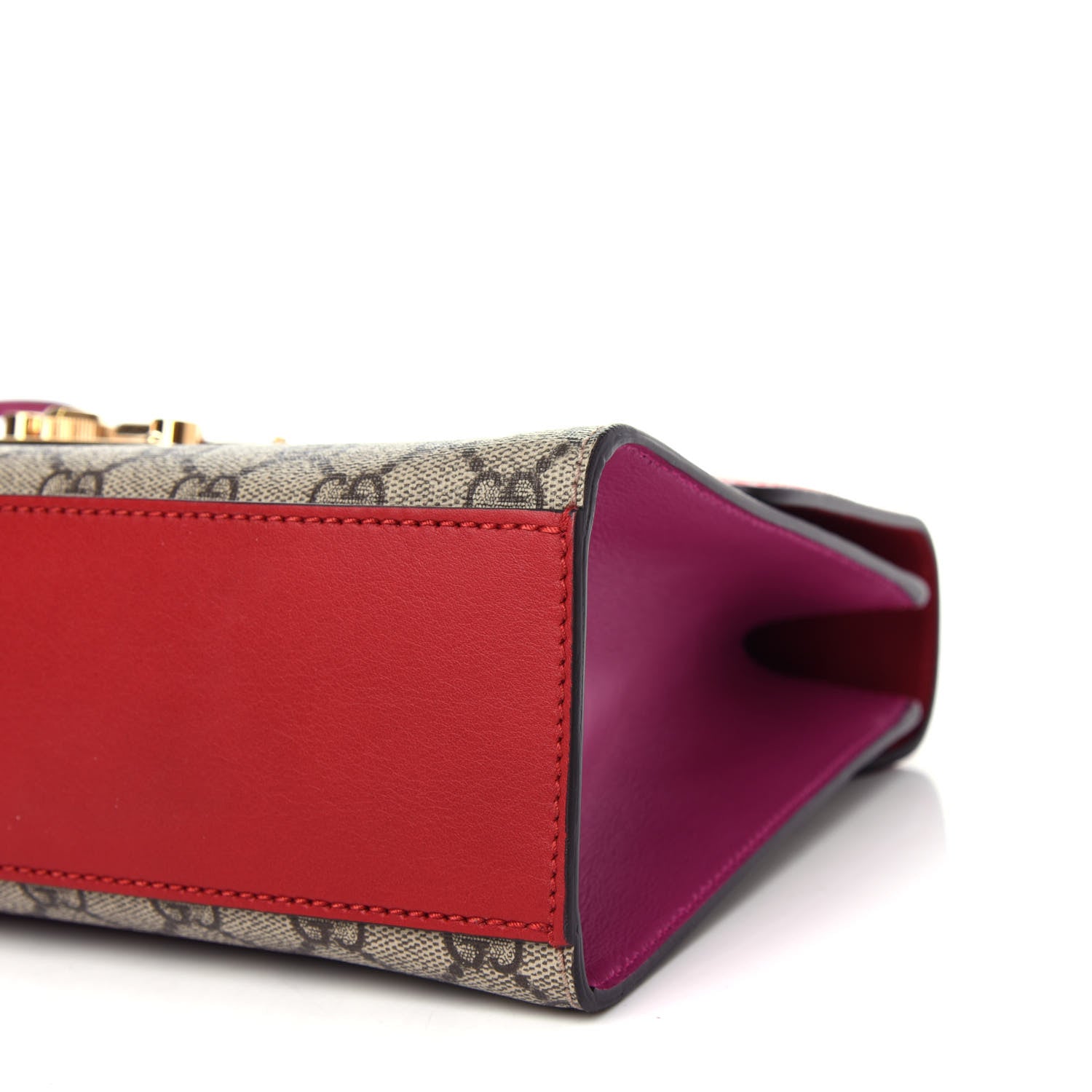 Gucci GG Supreme Monogram Calfskin Medium Padlock Shoulder Bag Beige Hibiscus Red New Rosette 9 of 11