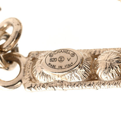 Chanel Crystal Cha-Nel Logo Drop Earrings Gold 4 of 5