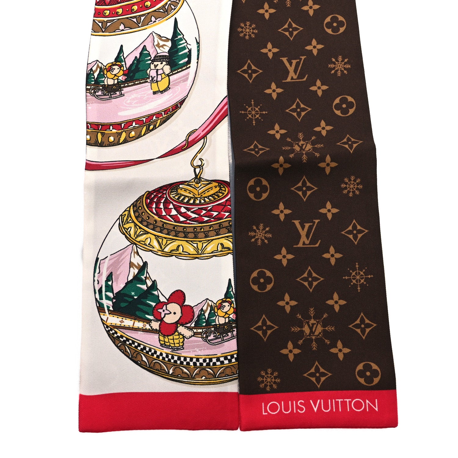 Louis Vuitton Silk Monogram 2023 Christmas Animation Ornaments Bandeau Brown Multicolor 2 of 3