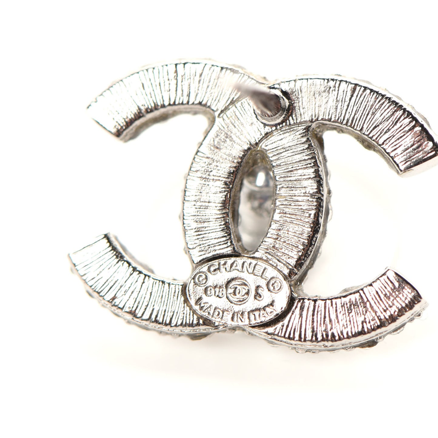 Crystal Large CC Earrings Silver