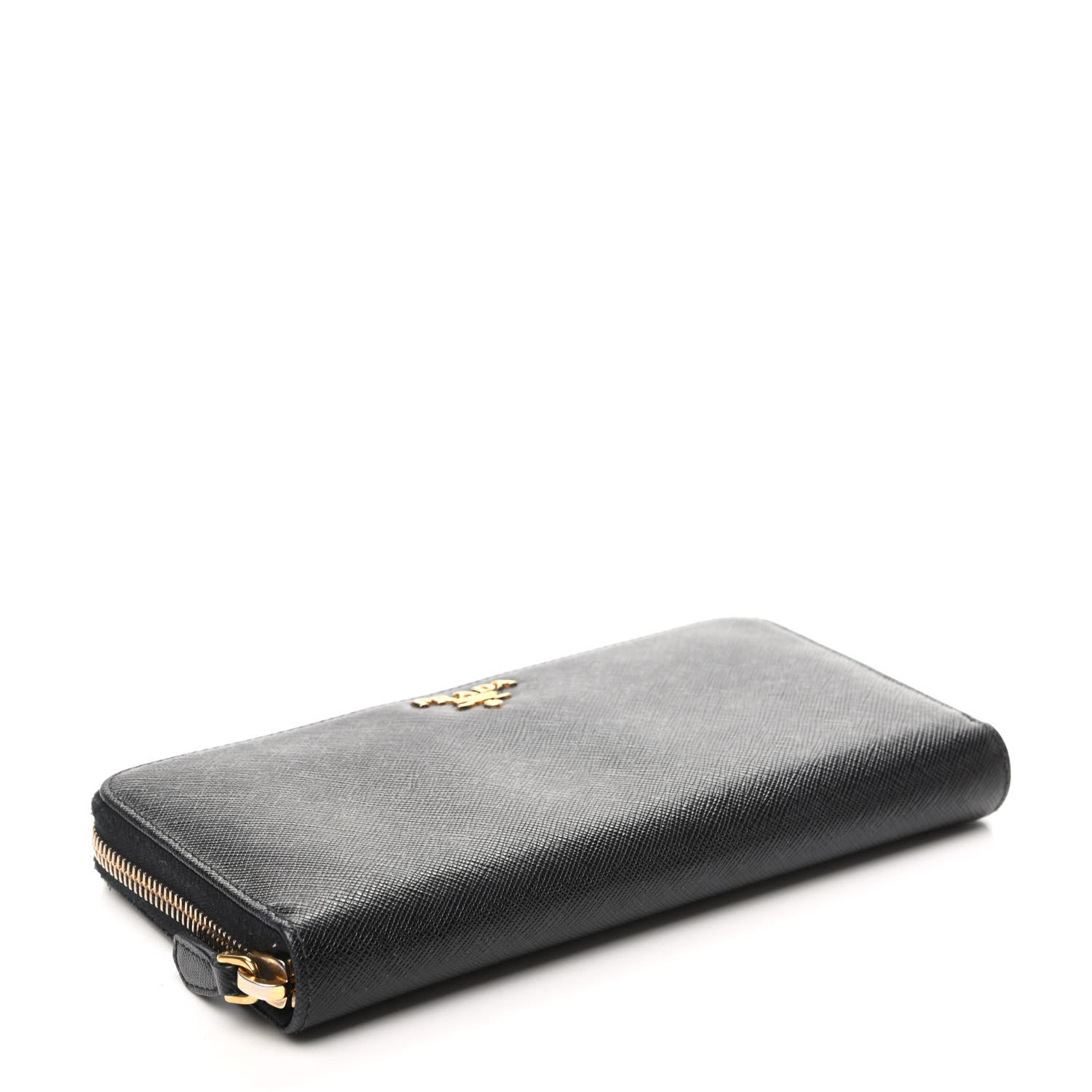 Prada Saffiano Metal Zip Around Wallet Black 4 of 9