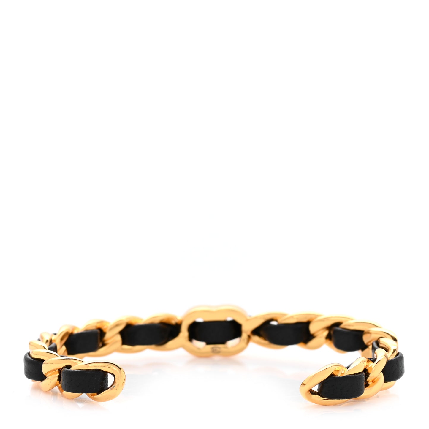 Lambskin CC Turnlock Chain Bracelet Black
