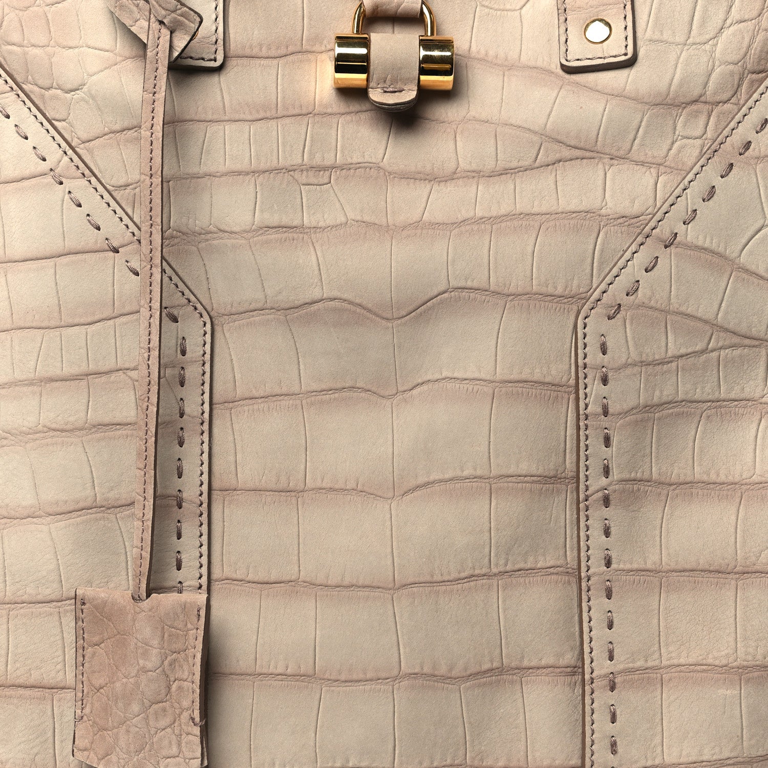 Saint Laurent Nubuck Crocodile Embossed Oversized Muse Beige 8 of 10