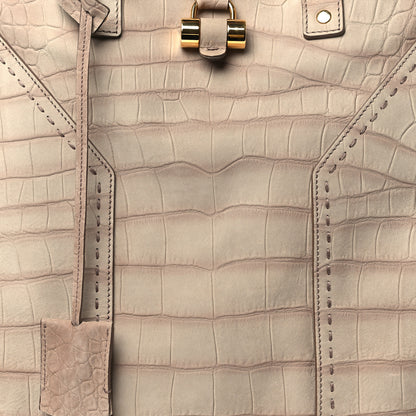 Saint Laurent Nubuck Crocodile Embossed Oversized Muse Beige 8 of 10