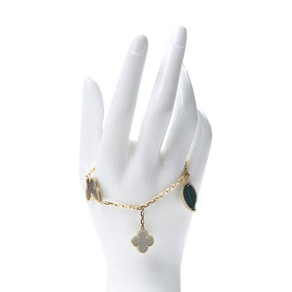 Van Cleef & Arpels 18K Yellow Gold Mother of Pearl Malachite Carnelian Tiger Eye 4 Motifs Lucky Alhambra Bracelet 2 of 6