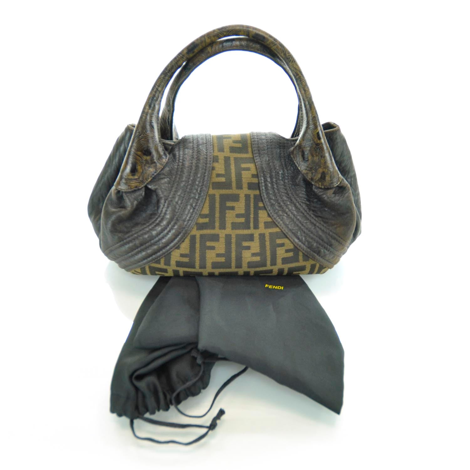 Fendi Zucca Nappa Nuvolata Vitello Tortuga Small Spy Tobacco Moro 4 of 12