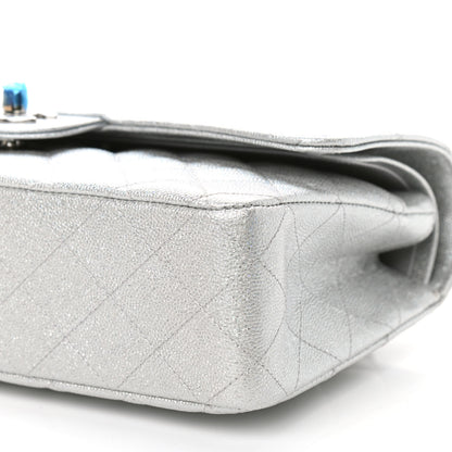 Chanel Glittered Metallic Caviar Quilted Medium Double Flap Silver 9 of 9