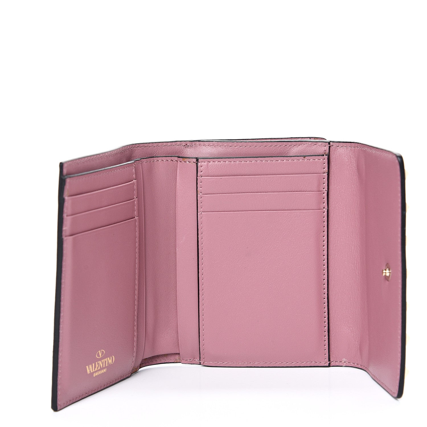 Valentino Garavani Calfskin Bi-Fold Rockstud Wallet Antique Rose 4 of 10