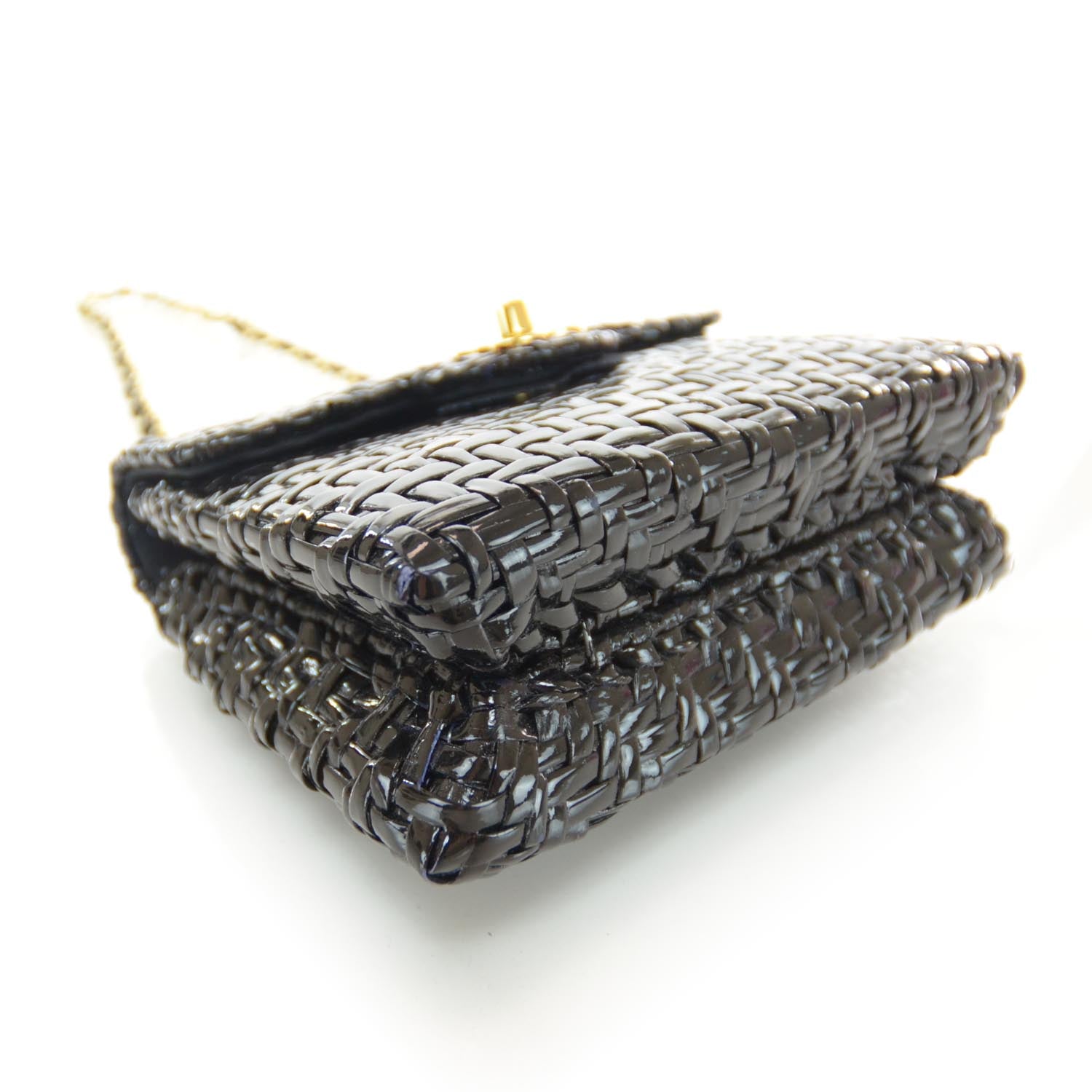 Chanel Patent Woven Mini Flap Black 4 of 9