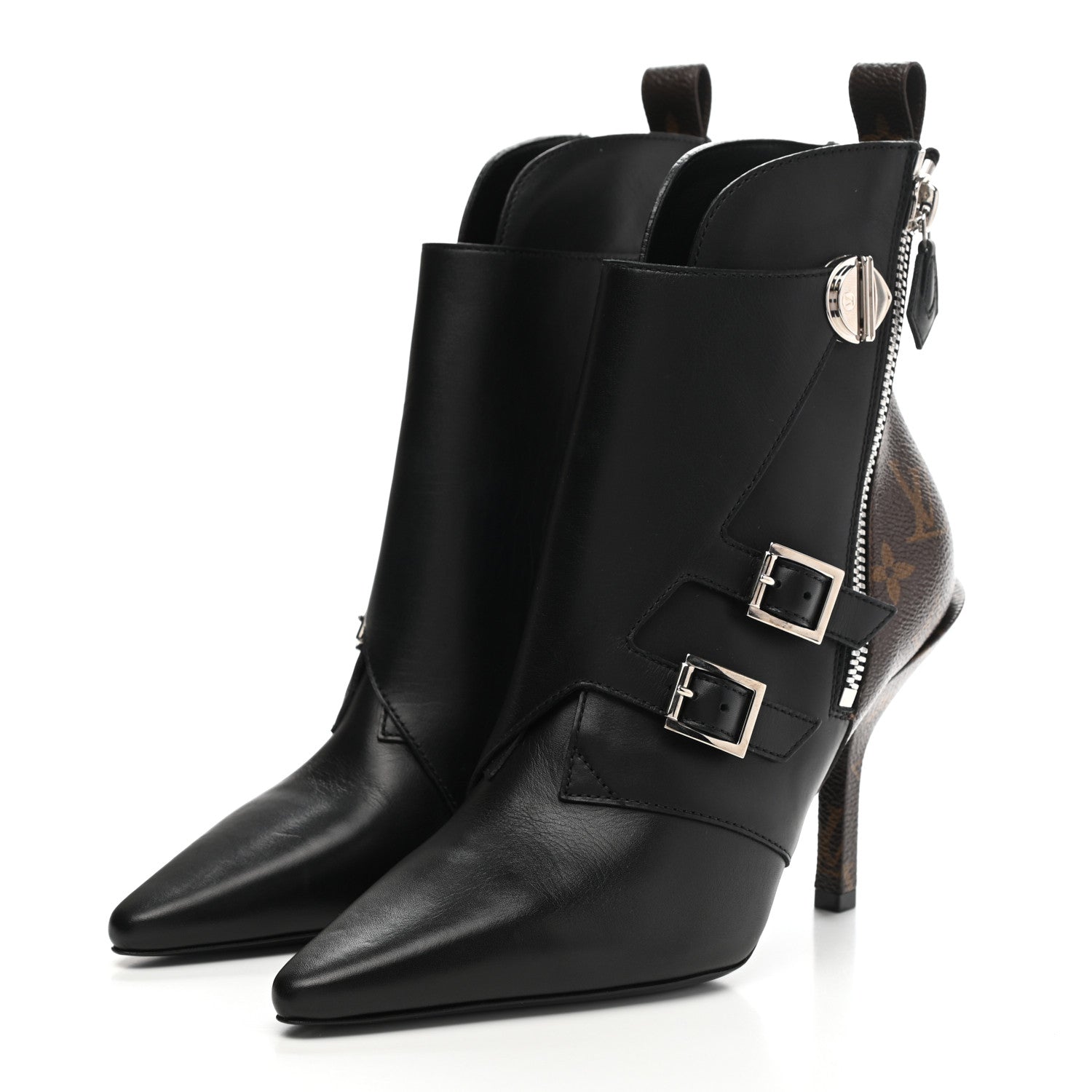 Louis Vuitton Calfskin Monogram Janet Ankle Boots 37 Black 3 of 12